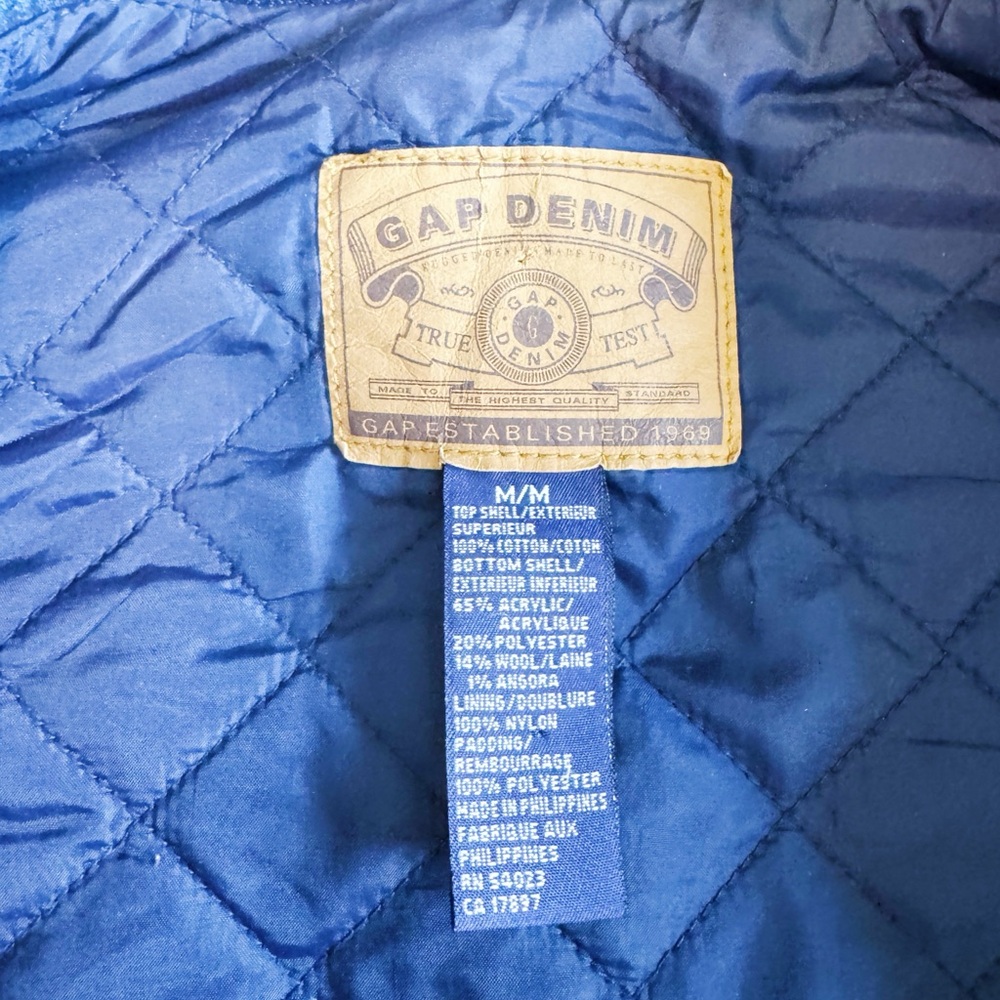 VTG 90s GAP Denim Plaid Quilted Vest size Medium EUC - Picture 3 of 7